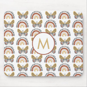 Regenboog Vlinder Boho Patroon Monogram Muismat