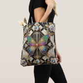 Regenboog Vlinder Diamanten Luxe Tote Tas (Dichtbij)
