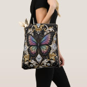 Regenboog Vlinder Diamanten Luxe Tote Tas (Dichtbij)