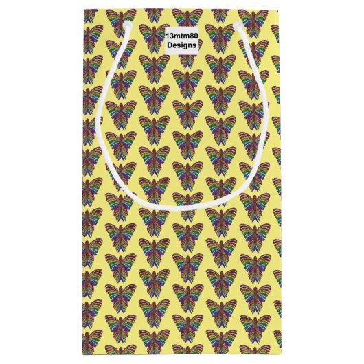 Regenboog Vlinder (geel) - Geschenkzak Klein Cadeauzakje (Achterkant)