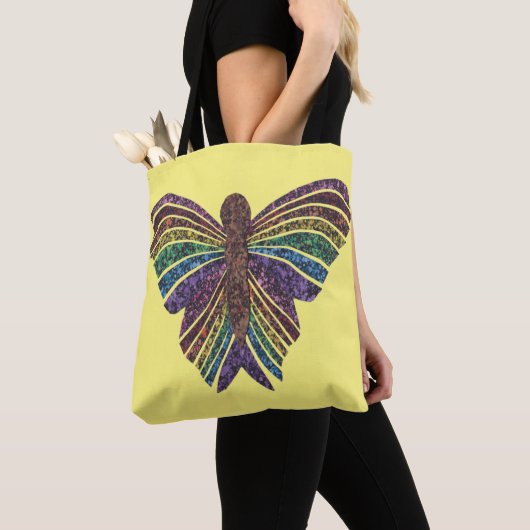 Regenboog Vlinder (geel) - Tote Bag (Dichtbij)
