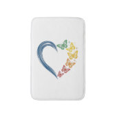 Regenboog Vlinder Hart Vintage Gravure Ontwerp_1 Badmat (Voorkant Verticaal)