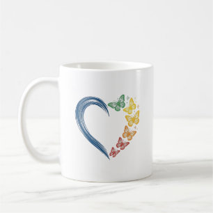 Regenboog Vlinder Hart Vintage Gravure Ontwerp_1 Koffiemok