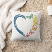 Regenboog Vlinder Hart Vintage Gravure Ontwerp_1 Kussen (Deken)