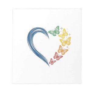 Regenboog Vlinder Hart Vintage Gravure Ontwerp_1 Notitieblok