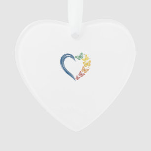 Regenboog Vlinder Hart Vintage Gravure Ontwerp_1 Ornament