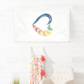 Regenboog Vlinder Hart Vintage Gravure Ontwerp_1 Spandoek (Insitu)