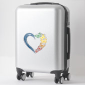 Regenboog Vlinder Hart Vintage Gravure Ontwerp_1 Sticker (Koffer)