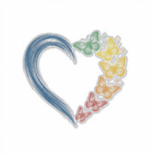 Regenboog Vlinder Hart Vintage Gravure Ontwerp_1 Sticker (Voorkant)