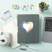 Regenboog Vlinder Hart Vintage Gravure Ontwerp_1 Sticker (iPad Cover)