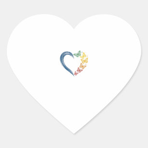 Regenboog Vlinder Hart Vintage Gravure Ontwerp_1 Sticker