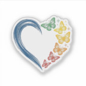 Regenboog Vlinder Hart Vintage Gravure Ontwerp_1 Sticker (Voorkant)