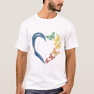 Regenboog Vlinder Hart Vintage Gravure Ontwerp_1 T-shirt
