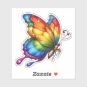 Regenboog Vlinder in Vlucht Waterdicht Sticker (Vel)