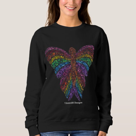 Regenboog Vlinder (levendig) - Dames Sweatshirt (Voorkant)