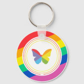 Regenboog Vlinder LGBTQ+ Pride Knop Sleutelhanger (Voorkant)