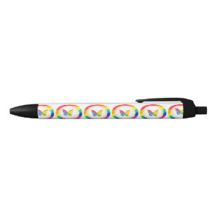 Regenboog Vlinder LGBTQ+ Pride Knop Zwarte Inkt Pen