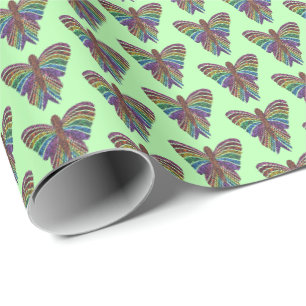 Regenboog Vlinder (lichtgroen) - Inpakpapier