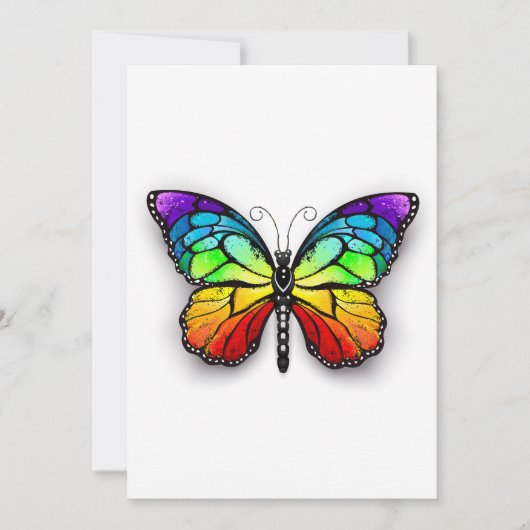 Regenboog vlinder Monarch Save The Date (Voorkant)