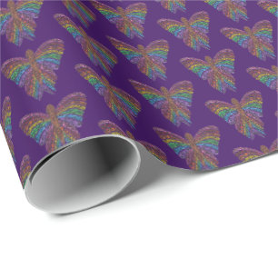 Regenboog Vlinder (paars) - Inpakpapier