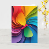 Regenboog Vlinder Papier Collage Kaart (Gele Bloem)