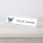 Regenboog Vlinder Pauwenoog Bureau Naambordje (Voorkant)