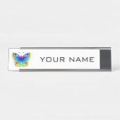 Regenboog Vlinder Pauwenoog Bureau Naambordje (Voorkant)