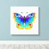 Regenboog Vlinder Pauwenoog Canvas Afdruk (Insitu (Houten vloer))