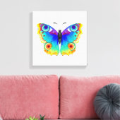 Regenboog Vlinder Pauwenoog Canvas Afdruk (Insitu (Woonkamer))