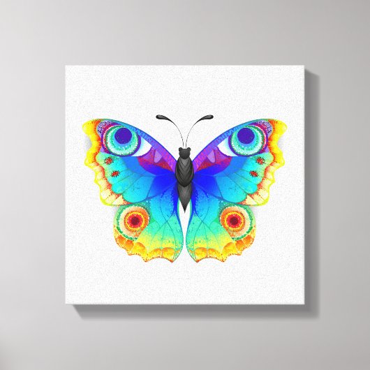 Regenboog Vlinder Pauwenoog Canvas Afdruk (Voorkant)