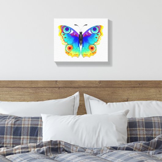 Regenboog Vlinder Pauwenoog Canvas Afdruk (Insitu (Slaapkamer))
