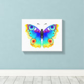 Regenboog Vlinder Pauwenoog Canvas Afdruk (Insitu (Houten vloer))