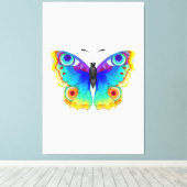 Regenboog Vlinder Pauwenoog Canvas Afdruk (Insitu (Houten vloer))