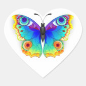 Regenboog Vlinder Pauwenoog Hart Sticker (Voorkant)