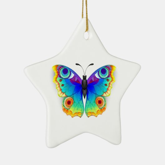 Regenboog Vlinder Pauwenoog Keramisch Ornament (Rechts)