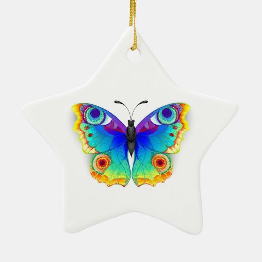 Regenboog Vlinder Pauwenoog Keramisch Ornament (Achterkant)