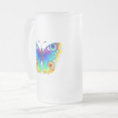 Regenboog Vlinder Pauwenoog Matglas Bierpul (Voorkant links)