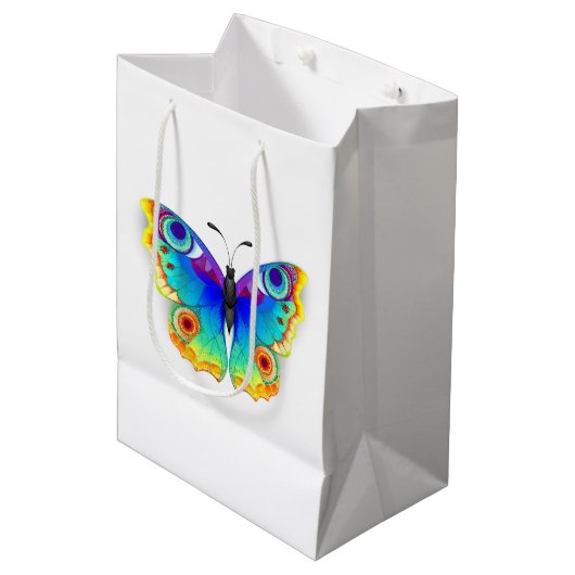 Regenboog Vlinder Pauwenoog Medium Cadeauzakje (Voorkant Gekanteld)