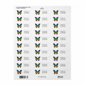 Regenboog Vlinder Retouradres Labels (Full Sheet)