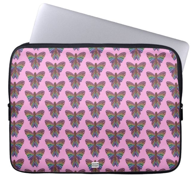 Regenboog Vlinder (roze) - Laptop Hoes (Voorkant)