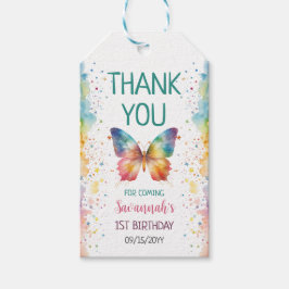 Regenboog Vlinder Verjaardag Cadeaulabel