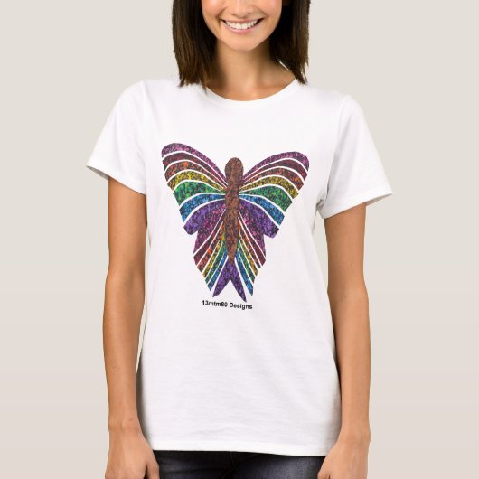 Regenboog Vlinder (wit) - Dames Basic T-Shirt (Voorkant)
