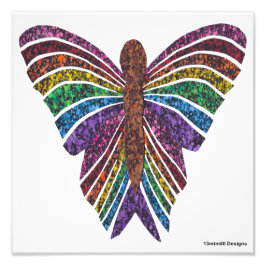Regenboog Vlinder (wit) - Foto Print Afdruk