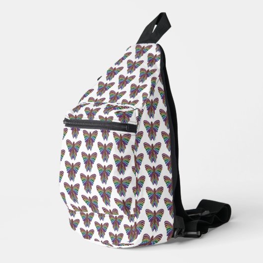 Regenboog Vlinder (wit) - Heuptasje Sling Bag (Rechterhoek)