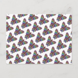Regenboog Vlinder (wit patroon) - Ansichtkaart Briefkaart