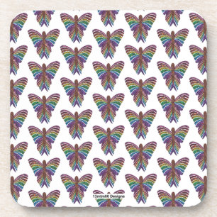 Regenboog Vlinder (wit) - Plastic Onderzetter