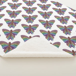 Regenboog Vlinder (wit) - Sherpa Deken