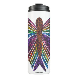 Regenboog Vlinder (wit) - Thermische Tumbler Thermosbeker