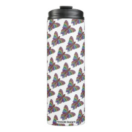 Regenboog Vlinder (wit) - Thermische Tumbler Thermosbeker