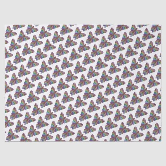 Regenboog Vlinder (wit) - Tissue Papier (Voorkant)